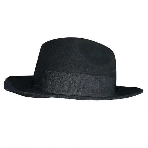 STACY ADAMS BLACK WOOL FEDORA - Picture 2 of 4
